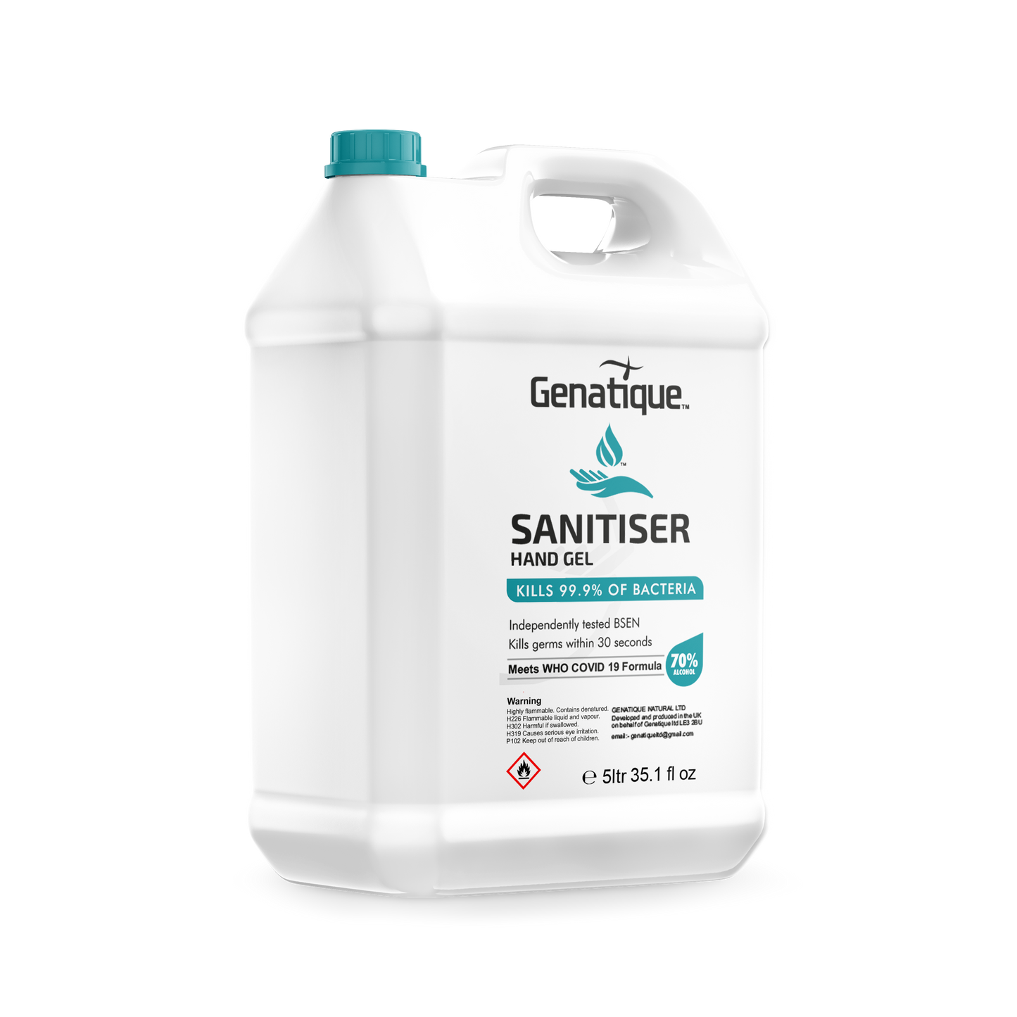 Genatique Hand Sanitiser 70% Alcohol Gel-5 litre Tub - £13.50