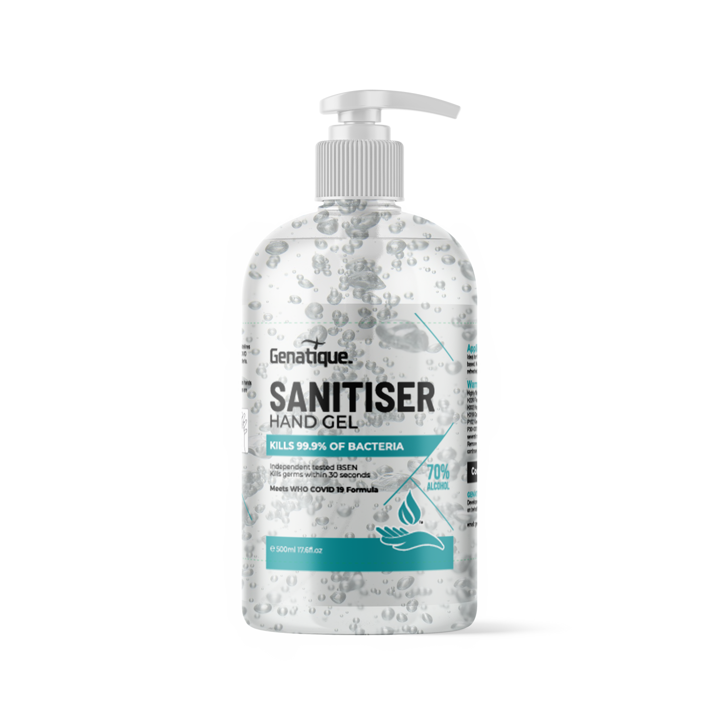 Genatique Hand Sanitiser 70% Alcohol Gel, 500mls - Box of 4 Bottles - £9