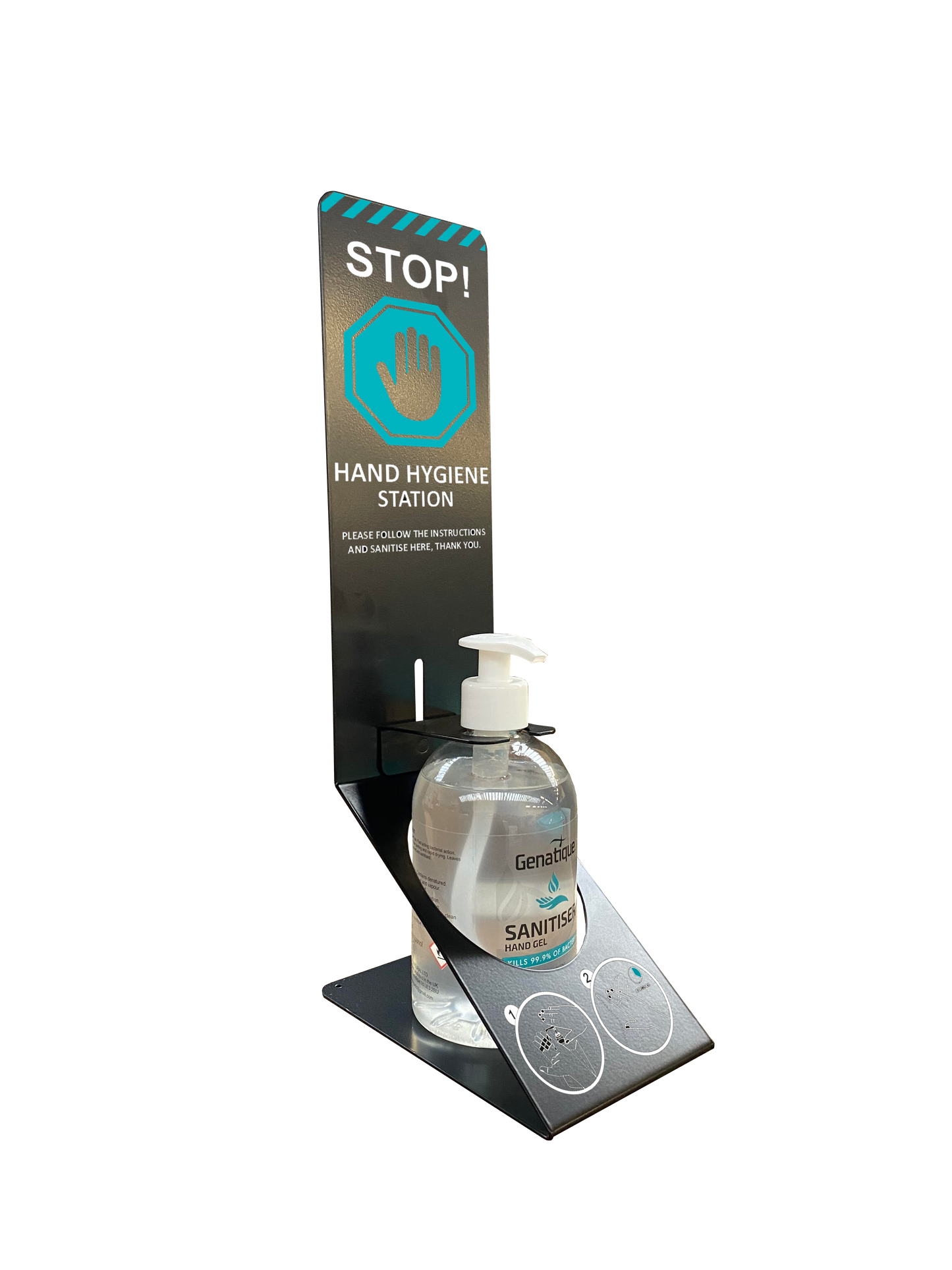 Hand Sanitiser Desktop Counter Dispenser Holder - 500mls included