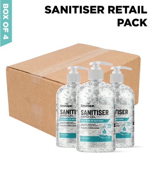 Genatique Hand Sanitiser 70% Alcohol Gel, 500mls - Box of 4 Bottles - £9